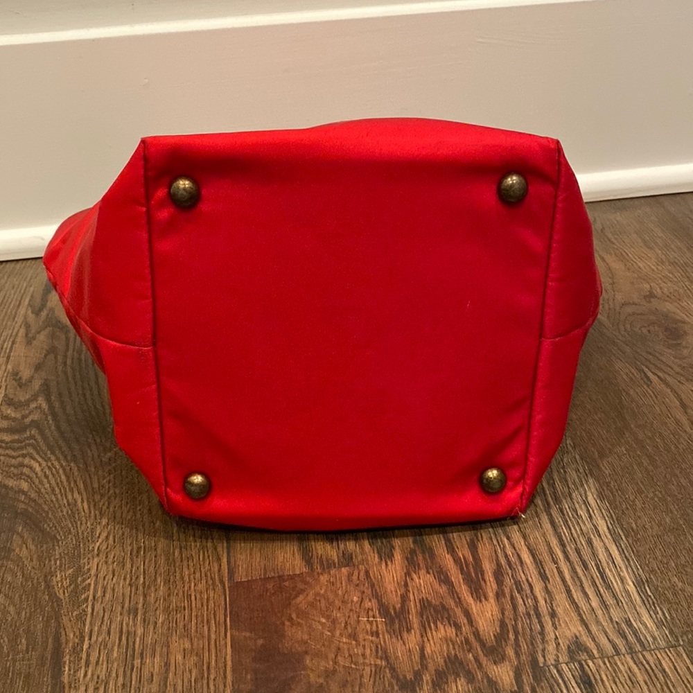 Christmas Red Vintage Barbour Tote Purse Made of Nylon and Leather - Picture 2 of 6